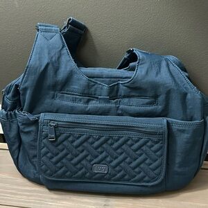 LUG Carry-On Shoulder Bag Quilted Retired ROMPER Deep Blue RFID Multi Pockets